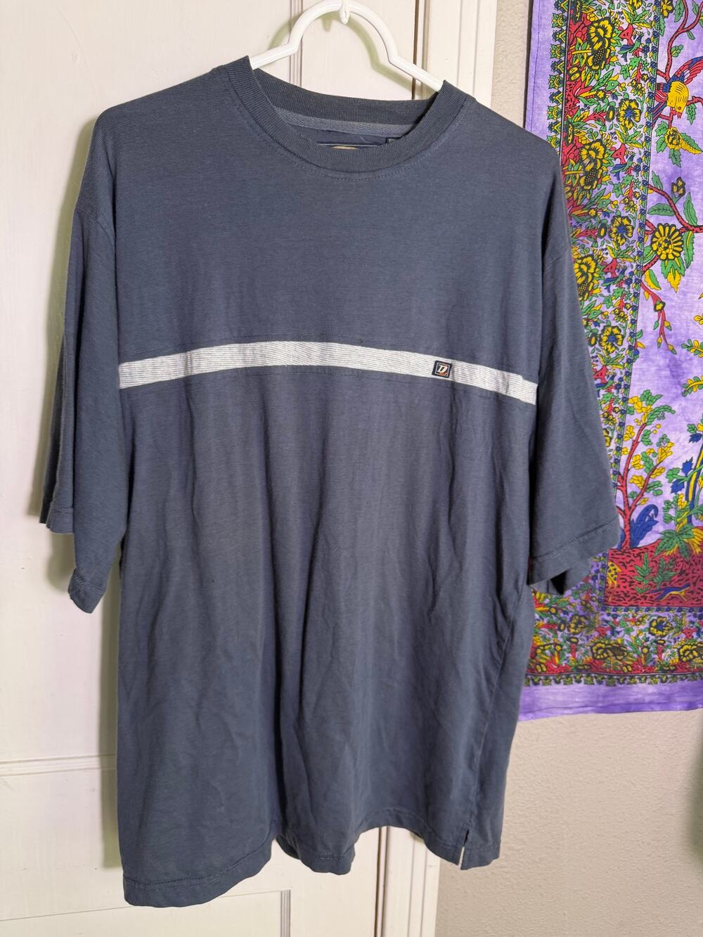 Dr Lucky's Authentic Apparel XL Blue Stripe T Shirt Cotton Y2K Skate Style